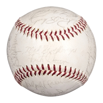 1972 New York Yankees Team Signed OAL Cronin Baseball With 23 Signatures Including Munson (PSA/DNA)